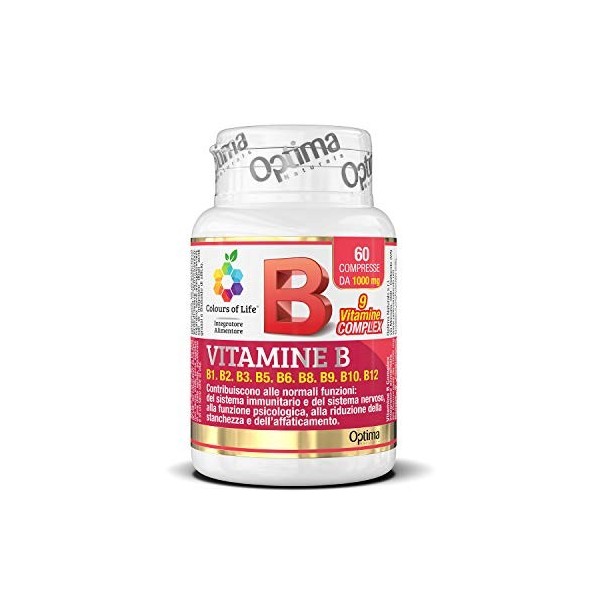 Colours of Life Vitamins B Complex - Supplément de vitamines du groupe B - Sans gluten et végétalien, 60 comprimés