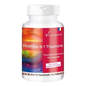 Vitamine B1 100mg – Thiamine - ! POUR 6 MOIS ! - 180 comprimés – Hautement dosé – Soutient le métabolisme énergétique et le s