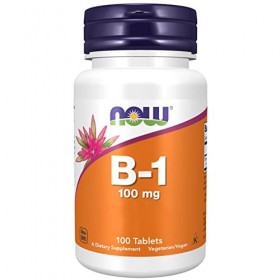 Now Foods, B-1, 100mg, 100 Comprimés végétaliens, Testé en Laboratoire, Vitamine B1, Thiamine, Sans Gluten, Sans Soja, Végéta