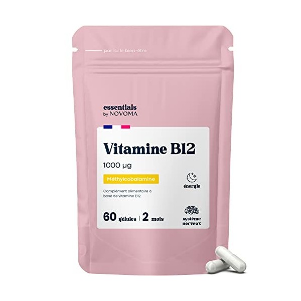 Vitamine B12 1000 µg Vegan, Cure de 2 mois, Réduit la Fatigue & Soutient le Système Nerveux, 60 Gélules Végétales, 100% Méthy