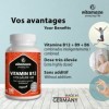 Vitamine B12 1000 mcg avec Acide Folique 375 mcg + Vitamine B6 - Méthylcobalamine 180 Comprimés Vegan - Utilisation Sublingua