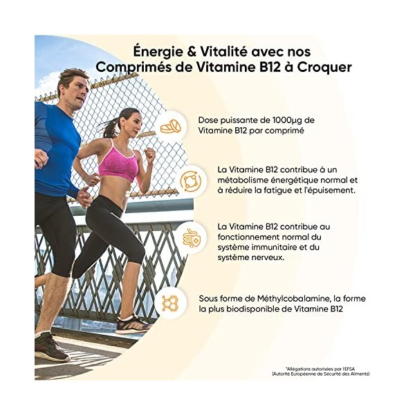 Vitamine B12 Méthylcobalamine 1000 mcg - 400 Comprimés À Croquer Plus d1 An - Vit B12 Vegan, Sans Sucre, Arôme Naturel de 