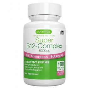 Vitamine B12-Complex Sublinguale Vegan,1000 mcg,180 Petits Comprimés, Méthylcobalamine à Haute Absorption, 3 Formes Supérieur