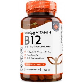 Vitamine B12 1000mcg - 450 Comprimés Végétaliens Très Puissants Plus de 14 mois dapprovisionnement - Supplément B12 Très P