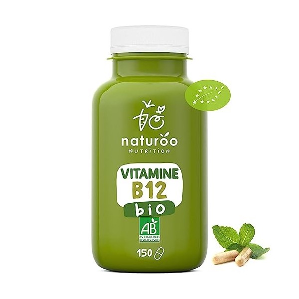 Vitamine B12 Bio | Naturelle et Végétale | Premium & Vegan | 150 gélules 5 mois | B-12 pour Hommes et Femmes | Extraits de 