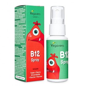 Vitamine B12 Spray pour Enfants Vegavero® | Sans Additifs Artificiels & Sans Sucre | Avec Méthylcobalamine et Cyanocobalamine