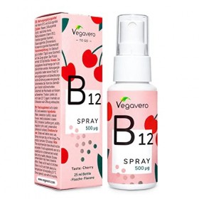 Vitamine B12 Spray Vegavero® | 500 mcg | Avec Méthylcobalamine : Forme BIOACTIVE & NATURELLE | Absorption immédiate | Anti-Fa