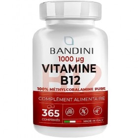Bandini® Vitamine B12 Vegan 365 comprimés 1000mcg - 1 an dapprovisionnement - Vitamine B12 sublinguale - Vitamine B12 végéta