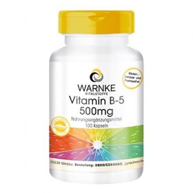 Vitamine B5 500 mg - 100 gélules dacide pantothénique, fortement dosé, végétalien | Warnke Vitalstoffe