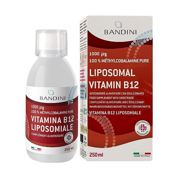 Bandini® Liposomal Vitamin B12 1000 mcg - Supplément liposomal liquide 250 ml - Renforce le système immunitaire - Vit B 12 Do