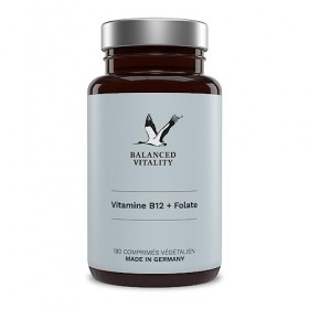 Balanced Vitality Vitamine B12 + Folate - 180 comprimés végétaliens - 500 µg de vitamine B12 par dose journalière - dépôt - a