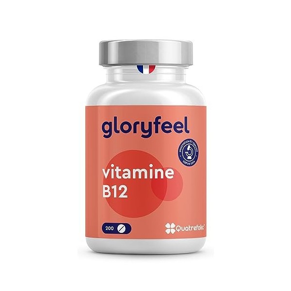 Vitamine B12 1000 mcg, 2 Formes Bioactives Dépôt, 200 Comprimés, Forme à Libération Prolongée Hydroxocobalamine + Acide Foliq