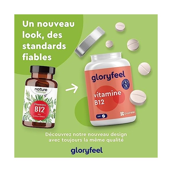 Vitamine B12 1000 mcg, 2 Formes Bioactives Dépôt, 200 Comprimés, Forme à Libération Prolongée Hydroxocobalamine + Acide Foliq