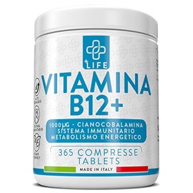 Vitamine B12 1000 mcg Piulife® ● 365 Comprimés à Forte Dose ● Aide Efficace Pour le Corps ● Contraste la Fatigue et Contribue