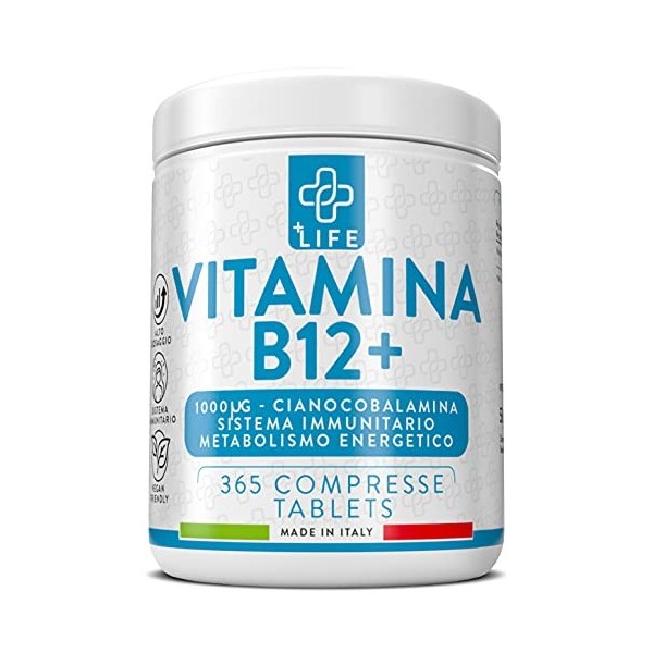 Vitamine B12 1000 mcg Piulife® ● 365 Comprimés à Forte Dose ● Aide Efficace Pour le Corps ● Contraste la Fatigue et Contribue