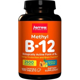 Jarrow Formulas, Méthyl B-12, Méthylcobalamine, 2.500mcg, Dépôt de 5 Jours, Goût Tropical, 100 Comprimés végétaliens, Testé e