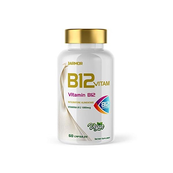 J.Armor Vitamine B12 Cyanocobalamine Vegan 1000 µg mcg traitement 2 mois 100% absorption rapide 60 gelules