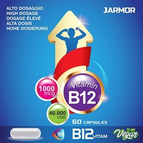 J.Armor Vitamine B12 Cyanocobalamine Vegan 1000 µg mcg traitement 2 mois 100% absorption rapide 60 gelules