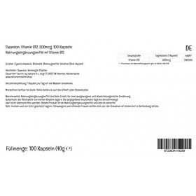 Swanson, Vitamine B12, Cyanocobalamine, 500mcg, 100 Capsules, Hautement Dosé, Testé en Laboratoire, Sans Soja, Sans Gluten, S