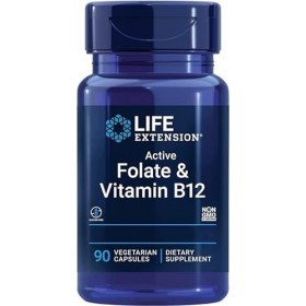 Life Extension, Bioactive Folate & Vitamine B12, Hautement Dosé, 90 Capsules végétaliennes, Testé en Laboratoire, Végétarien,