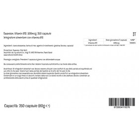 Swanson, Vitamine B12, Cyanocobalamine, 500mcg, 250 Capsules, Hautement Dosé, Testé en Laboratoire, Sans Soja, Sans Gluten, S
