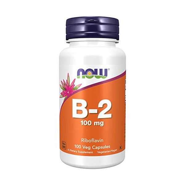 Now Foods, Vitamine B2 Riboflavine , 100mg, 100 Capsules végétaliennes, Testé en Laboratoire, Sans Gluten, Sans Soja, Végéta