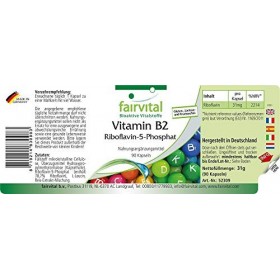 Fairvital | Riboflavine-5-Phosphate - Forme bioactive de vitamine B2 - Fortement dosé - VEGAN - 90 Capsules