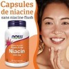 Now Foods, Niacine sans Effet de Flux, 500 mg, 90 Gélules végétaliennes, Testé en Laboratoire, Vitamine B3, Sans Soja, Sans G