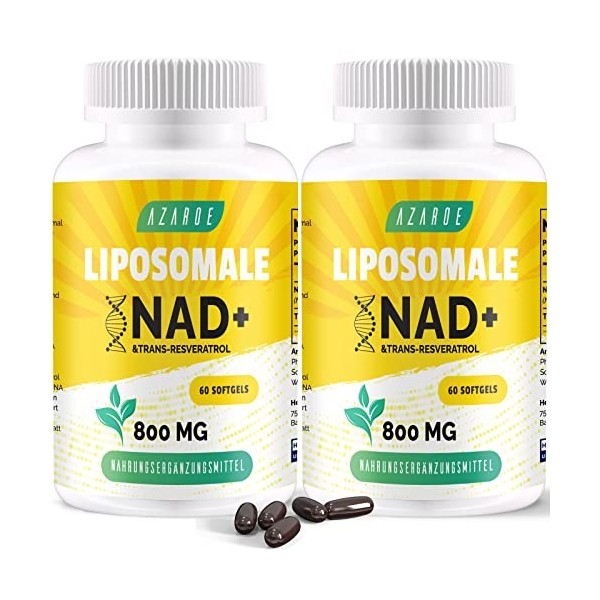 Liposomal NAD+ & Trans-Resveratrol 800mg Softgels, NMN Alternative Plus Efficace Que NMN, Haute Absorption, Supplément NAD+ R