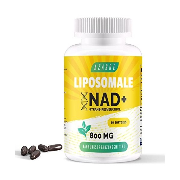 Liposomal NAD+ & Trans-Resveratrol 800mg Softgels, NMN Alternative Plus Efficace Que NMN, Haute Absorption, Supplément NAD+ R