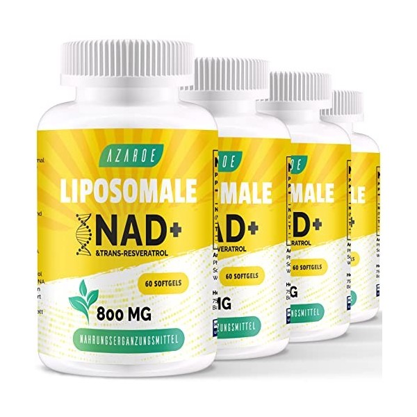 Liposomal NAD+ & Trans-Resveratrol 800mg Softgels, NMN Alternative Plus Efficace Que NMN, Haute Absorption, Supplément NAD+ R