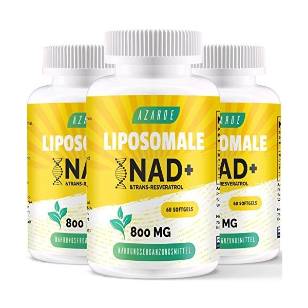 Liposomal NAD+ & Trans-Resveratrol 800mg Softgels, NMN Alternative Plus Efficace Que NMN, Haute Absorption, Supplément NAD+ R