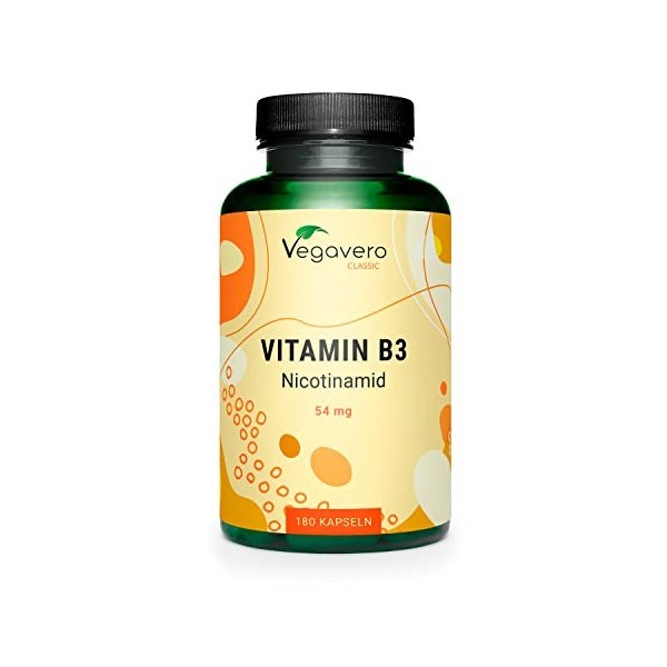 Vitamine B3 Nicotinamide Vegavero® | 180 Gélules | Formule Pure Flush Free | Sans additifs | VEGAN