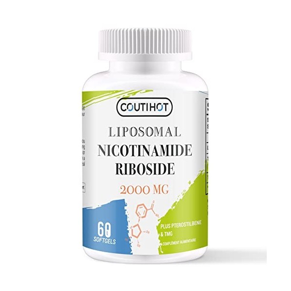 Liposomal Riboside de nicotinamide avec TMG et trans-ptérostilbène, haute puissance 2000 mg, supplément NR ultra pur pour sti