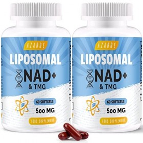 Liposomales NAD+ Gélules 500 mg avec TMG 250 mg, soutient lénergie cellulaire, 60 gélules 120 Count Pack of 2 