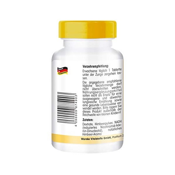 NADH comprimés sublingual - 20mg - végétalien - 120 comprimés | Warnke Vitalstoffe