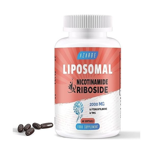 Liposomal Nicotinamide Riboside 2000mg avec TMG et Ptérostilbène | Plus efficace que NMN, Boost NAD+ 60 Unité Lot de 1 