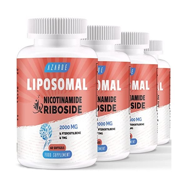 Liposomal Nicotinamide Riboside 2000mg avec TMG et Ptérostilbène | Plus efficace que NMN, Boost NAD+ 60 Unité Lot de 1 