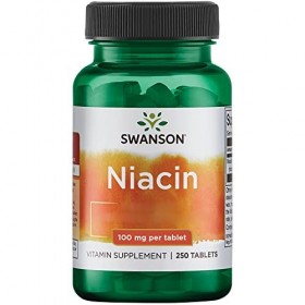 Swanson, Niacine, 100mg, Vitamine B3, 250 Comprimés végétaliens, Hautement Dosés, Testé en Laboratoire, Végétariens, Sans Soj