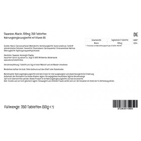 Swanson, Niacine, 100mg, Vitamine B3, 250 Comprimés végétaliens, Hautement Dosés, Testé en Laboratoire, Végétariens, Sans Soj