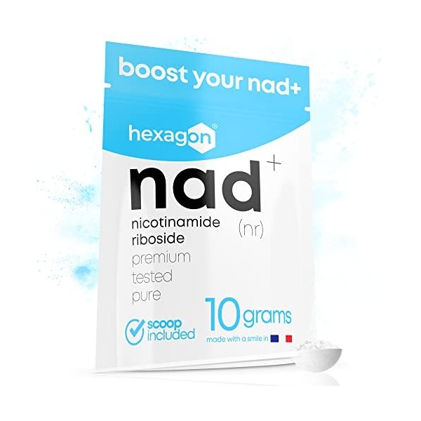 NAD+ Nicotinamide Riboside Chloride - +31 Jours de Cure - Poudre Pure, 10 Grammes - Contre lâge et la fatigue, NAD Booster -