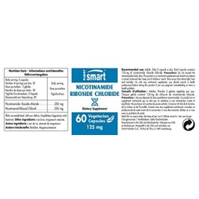 Supersmart - Nicotinamide Riboside 125 mg - Aide à Augmenter les Taux de NAD+ - Contribue à Améliorer la Fonction Cognitive |