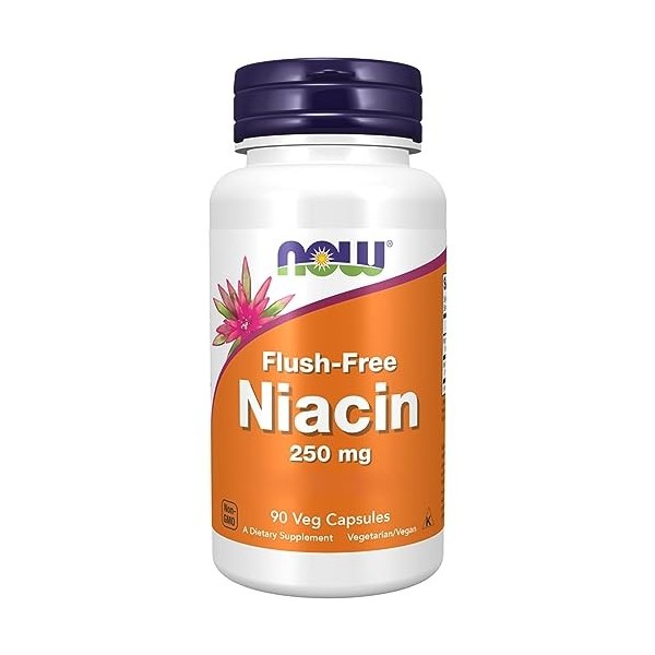 Now Foods, Niacin Flush-Free, Vitamine B3 Sans flush, 250mg, 90 Capsules végétaliennes, Testé en Laboratoire, Sans Gluten, Sa