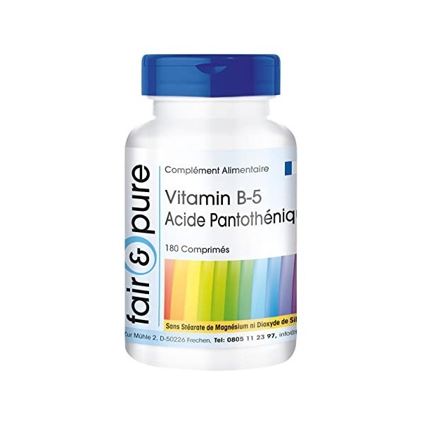 Fair & Pure® - Vitamine B-5 acide pantothénique - végan - 180 comprimés