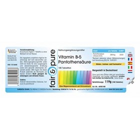 Fair & Pure® - Vitamine B-5 acide pantothénique - végan - 180 comprimés
