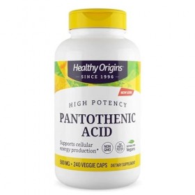 Healthy Origins, Pantothenic Acid Acide Pantothénique , 500mg Vitamine B5, 240 Capsules végétaliennes, Testé en Laboratoire,