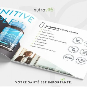 Complément pour fonctions Cognitives - Nootropique stimulant avec zinc, fer, magnésium, acide pantothénique, vitamine B6, iod