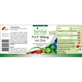 Fairvital | P-5-P 100mg zinc - pour pendant 3 mois - VEGAN - 270 Gélules 90 x 3 - Vitamine B6 actif - pyridoxal-5-phosphate