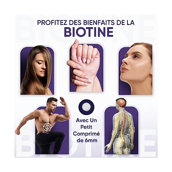 Biotine 12000 mcg Extra Forte - 365 Comprimés Vegan Pour 1 An de Vitamine B7- Pour Le Maintien des Cheveux et Ongles Normaux 