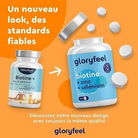 Biotine 1000 μg, Zinc 10mg avec Sélénium 55 μg, 400 Comprimés Alimentaires 1 an dapprovisionnement , Favorise la Repousse d